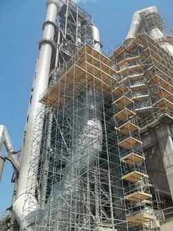 Scaffolding access erected around an industrial storage tank 3